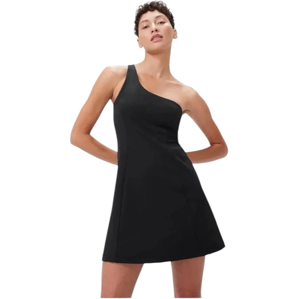 Outdoor Voices One-Shoulder Black A-Line Dress
